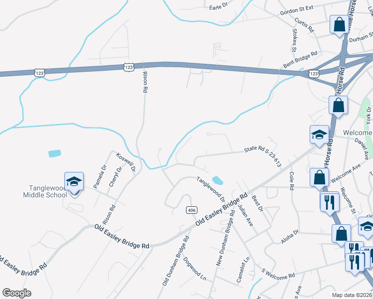 map of restaurants, bars, coffee shops, grocery stores, and more near 103 Autumn Drive in Greenville