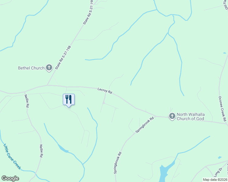 map of restaurants, bars, coffee shops, grocery stores, and more near 310 Falcons View Court in Walhalla