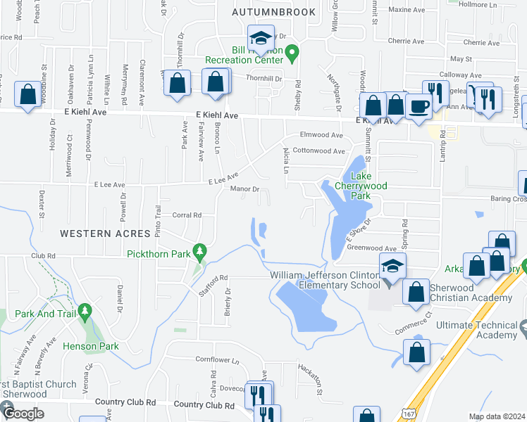 map of restaurants, bars, coffee shops, grocery stores, and more near 4440 Matthew Court in Sherwood
