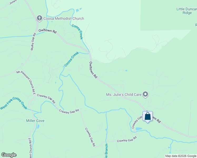 map of restaurants, bars, coffee shops, grocery stores, and more near 1201 Owltown Road in Blairsville