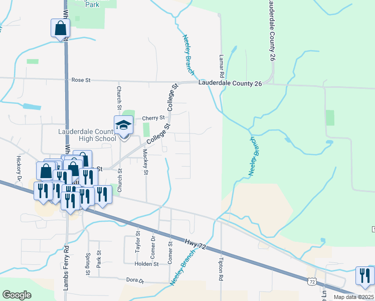 map of restaurants, bars, coffee shops, grocery stores, and more near 2 Greer St in Rogersville