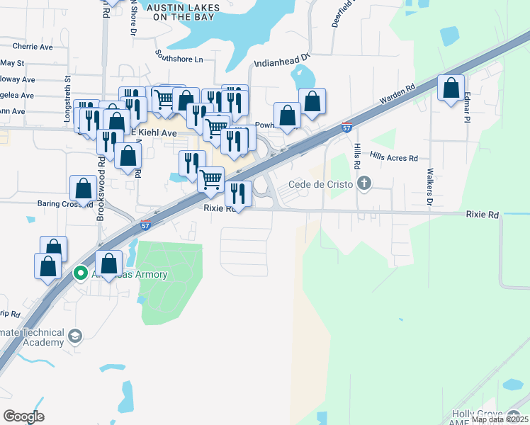 map of restaurants, bars, coffee shops, grocery stores, and more near 4600 Rixie Road in Sherwood