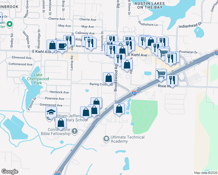 map of restaurants, bars, coffee shops, grocery stores, and more near 7600 Warden Road in Sherwood