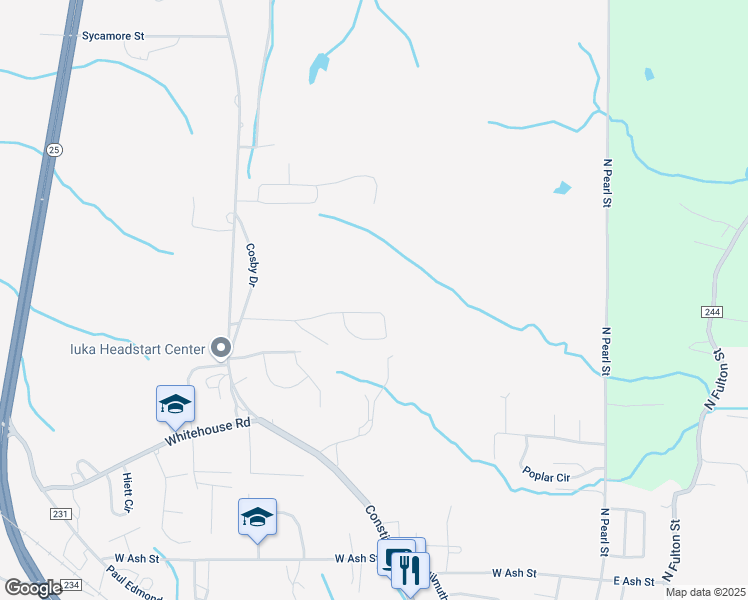 map of restaurants, bars, coffee shops, grocery stores, and more near 1578 Pine Lane in Iuka