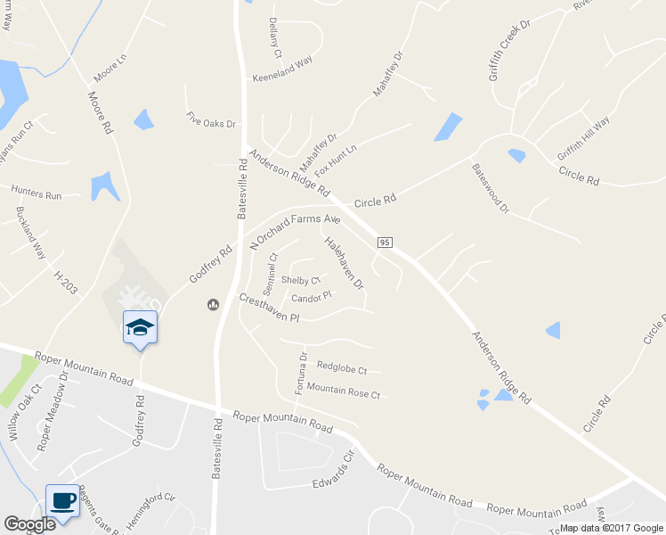 map of restaurants, bars, coffee shops, grocery stores, and more near 117 Shelby Court in Simpsonville
