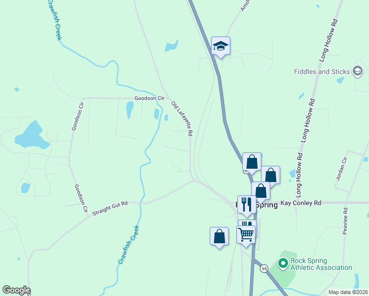map of restaurants, bars, coffee shops, grocery stores, and more near 1966 Old Lafayette Road in Rock Spring