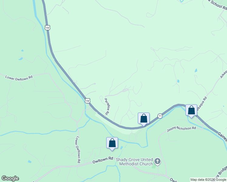 map of restaurants, bars, coffee shops, grocery stores, and more near 3198 Fairview Avenue in Blairsville