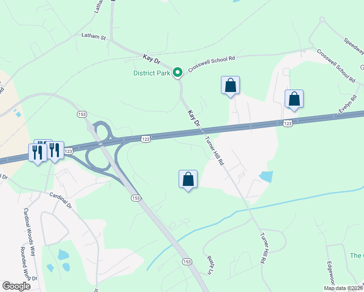 map of restaurants, bars, coffee shops, grocery stores, and more near 136 Turner Pointe Road in Easley