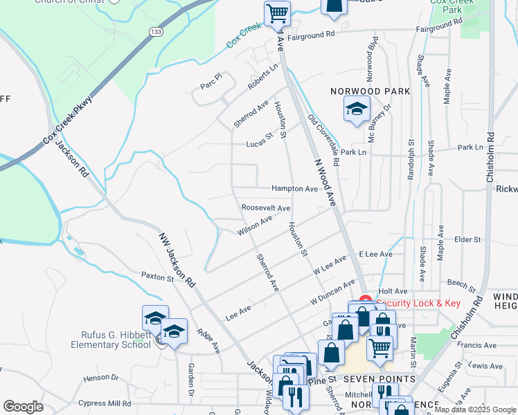 map of restaurants, bars, coffee shops, grocery stores, and more near 299 Roosevelt Avenue in Florence