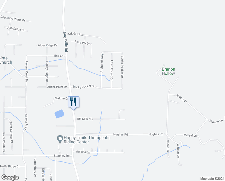 map of restaurants, bars, coffee shops, grocery stores, and more near 136 Bucks Pocket Drive in New Market