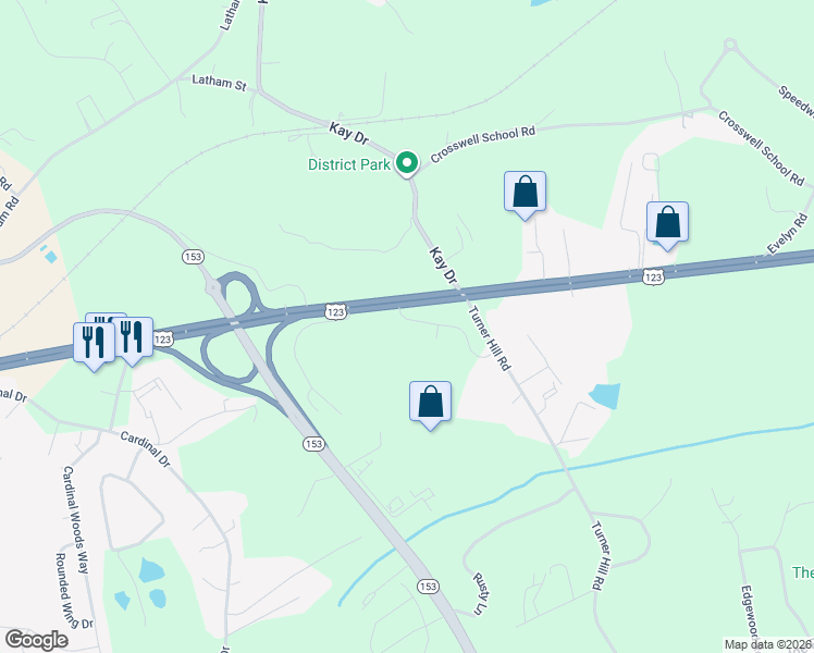 map of restaurants, bars, coffee shops, grocery stores, and more near 4349-4429 Calhoun Memorial Highway in Easley