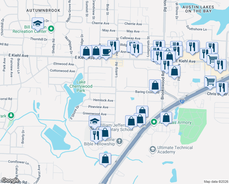 map of restaurants, bars, coffee shops, grocery stores, and more near 699 Lantrip Road in Sherwood