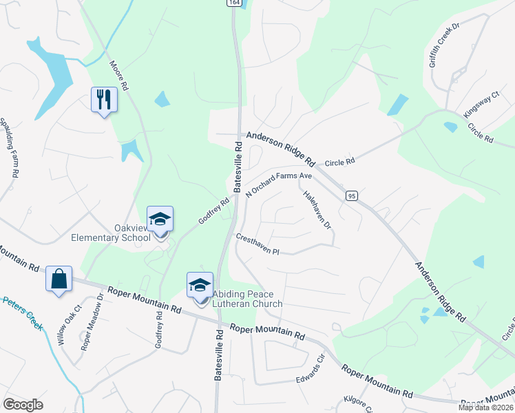 map of restaurants, bars, coffee shops, grocery stores, and more near 107 Sentinel Court in Simpsonville