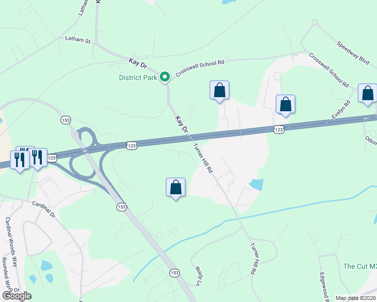 map of restaurants, bars, coffee shops, grocery stores, and more near 117 Turner Hill Road in Easley