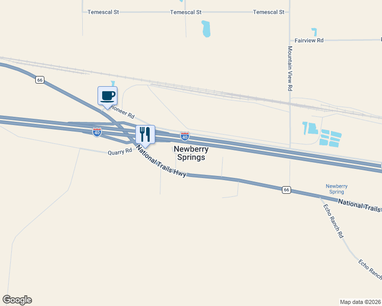 map of restaurants, bars, coffee shops, grocery stores, and more near in Newberry Springs