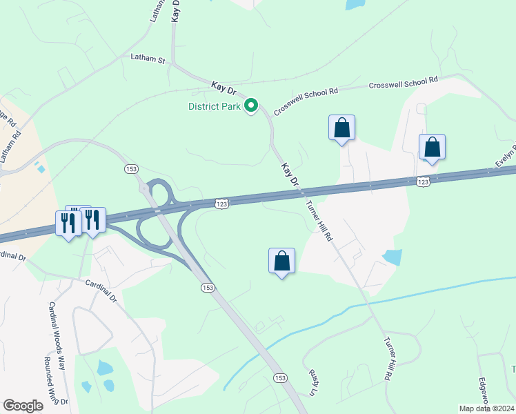 map of restaurants, bars, coffee shops, grocery stores, and more near 4349-4429 Calhoun Memorial Highway in Easley