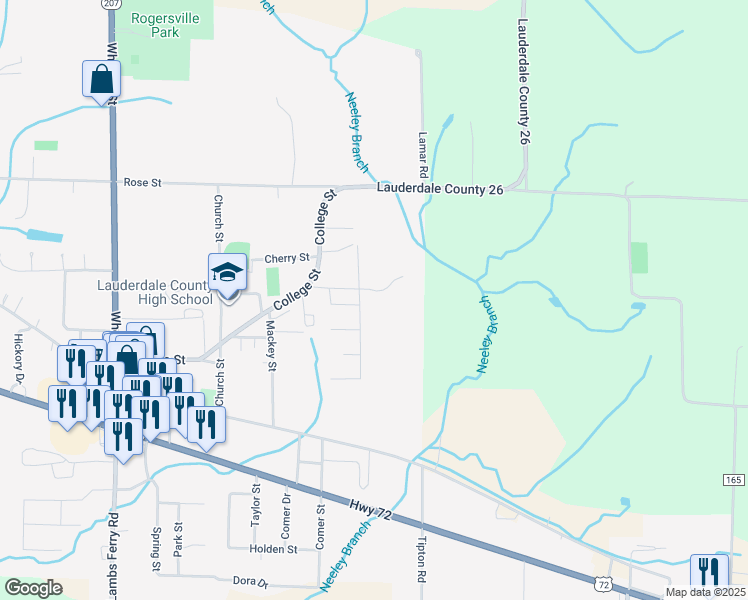map of restaurants, bars, coffee shops, grocery stores, and more near 2 Greer St in Rogersville