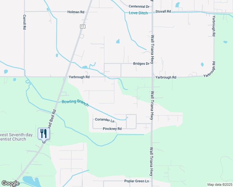 map of restaurants, bars, coffee shops, grocery stores, and more near 113 Bridge Crest Drive in Harvest