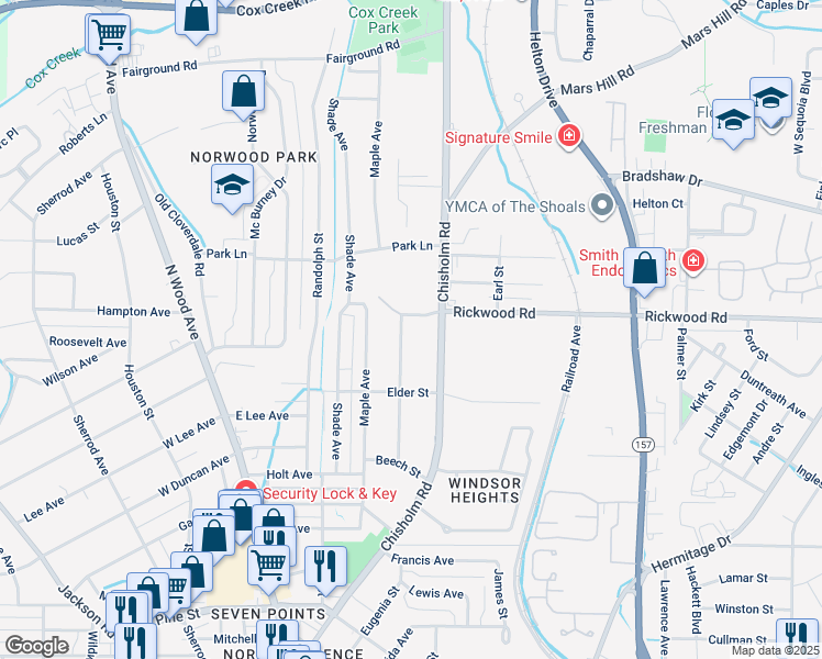 map of restaurants, bars, coffee shops, grocery stores, and more near 1946 Hickory Avenue in Florence