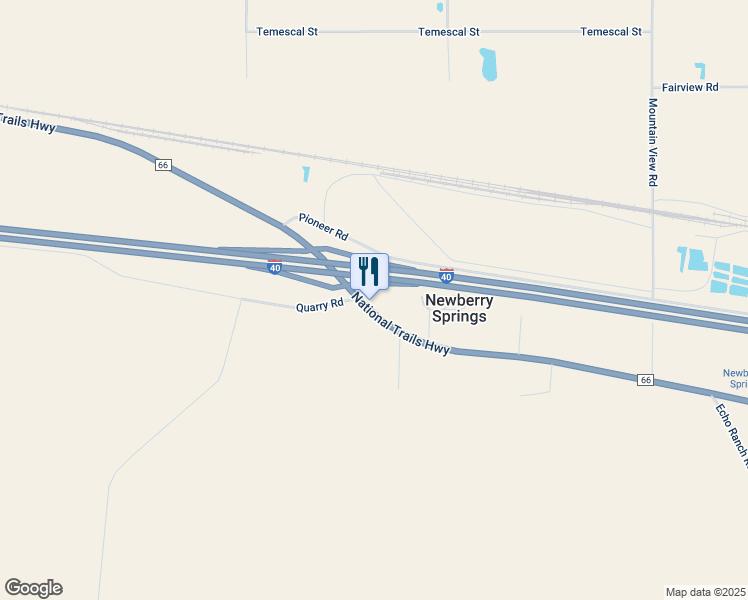 map of restaurants, bars, coffee shops, grocery stores, and more near 44230 National Trails Highway in Newberry Springs