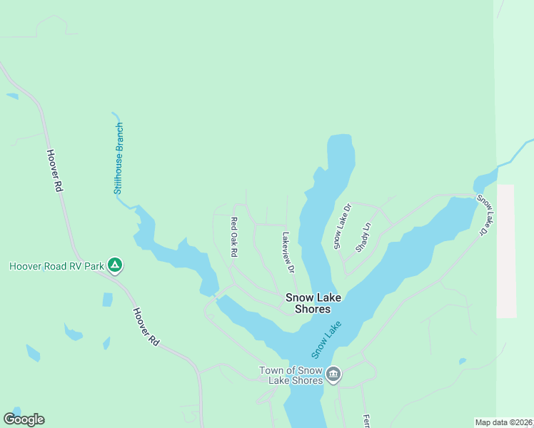 map of restaurants, bars, coffee shops, grocery stores, and more near Hickory Road in Snow Lake Shores