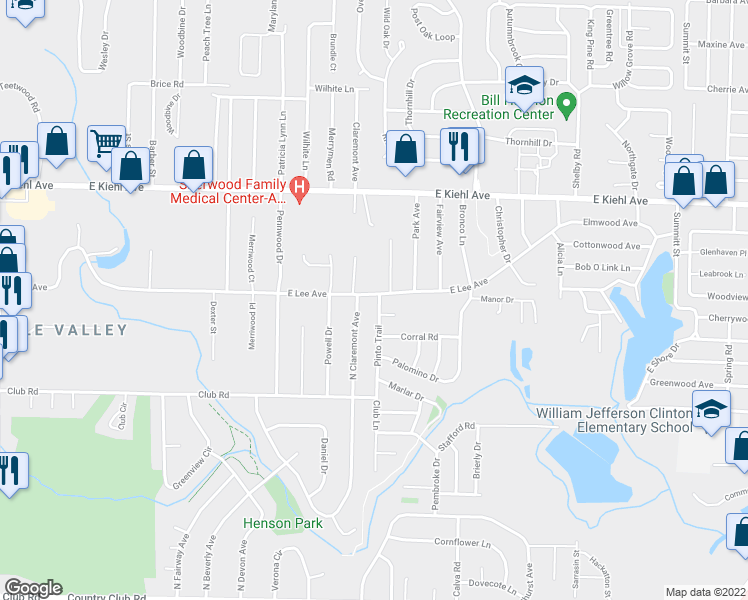 map of restaurants, bars, coffee shops, grocery stores, and more near 1524 East Lee Avenue in Sherwood
