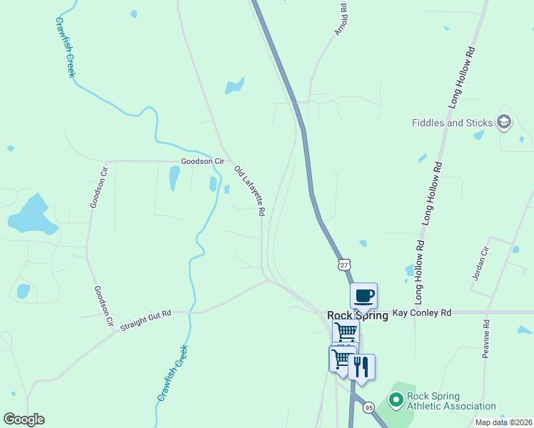 map of restaurants, bars, coffee shops, grocery stores, and more near 1966 Old Lafayette Road in Rock Spring