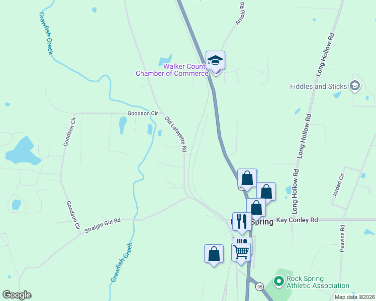 map of restaurants, bars, coffee shops, grocery stores, and more near 1966 Old Lafayette Road in Rock Spring