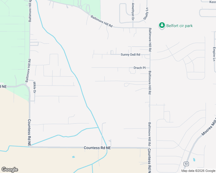 map of restaurants, bars, coffee shops, grocery stores, and more near 1077 Baltimore Hill Road in Huntsville