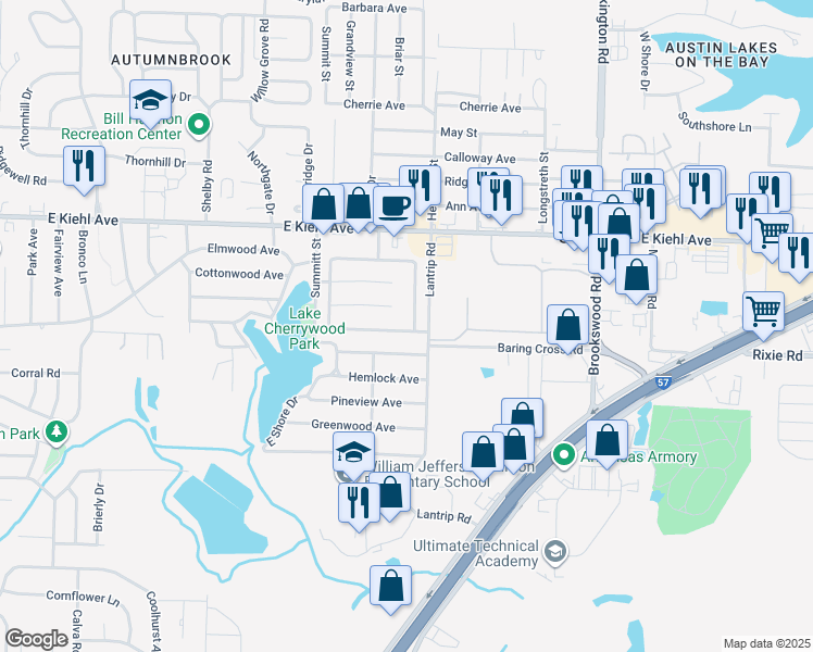 map of restaurants, bars, coffee shops, grocery stores, and more near 8205 Woodview Drive East in Sherwood