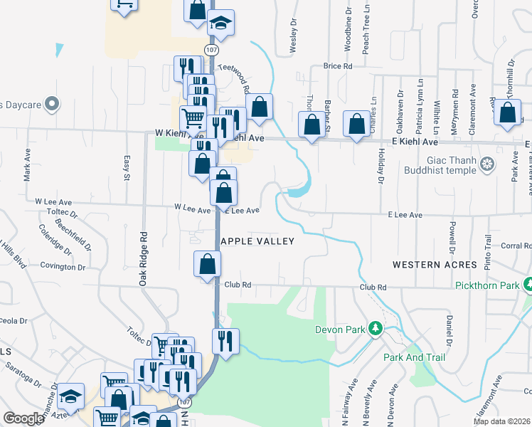 map of restaurants, bars, coffee shops, grocery stores, and more near 319 East Lee Avenue in Sherwood