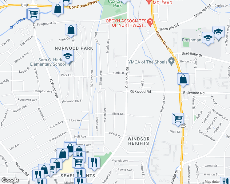 map of restaurants, bars, coffee shops, grocery stores, and more near 100 Quail Run in Florence