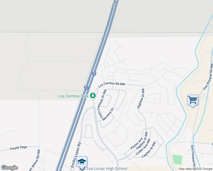 map of restaurants, bars, coffee shops, grocery stores, and more near 1761 Cerro Crestado Drive Northwest in Los Lunas