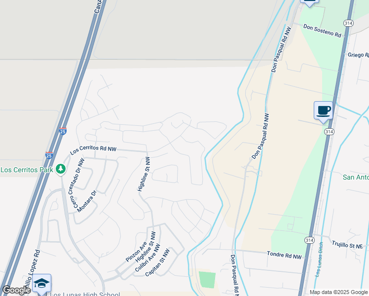 map of restaurants, bars, coffee shops, grocery stores, and more near in Los Lunas