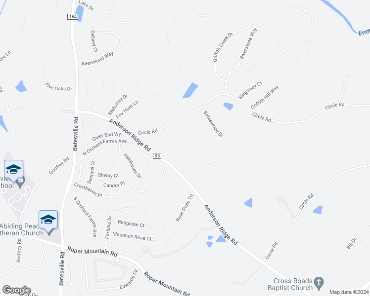 map of restaurants, bars, coffee shops, grocery stores, and more near 221 Franklin Oaks Lane in Greer
