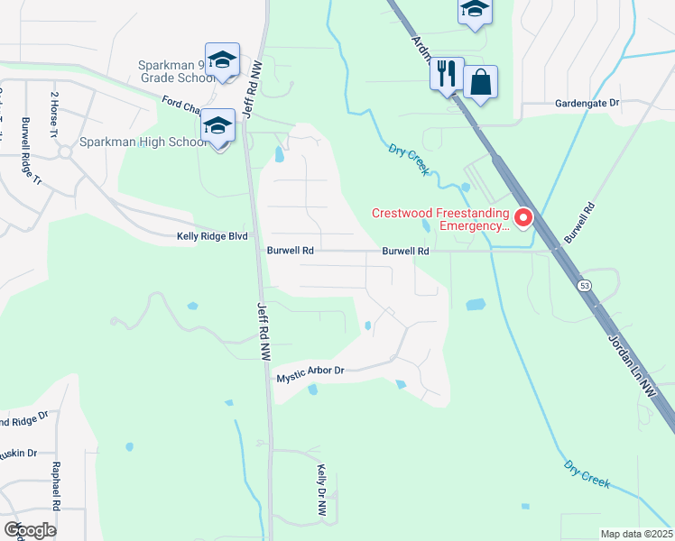 map of restaurants, bars, coffee shops, grocery stores, and more near 230 Narrow Creek Drive in Harvest