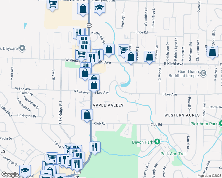 map of restaurants, bars, coffee shops, grocery stores, and more near 319 East Lee Avenue in Sherwood