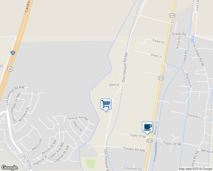 map of restaurants, bars, coffee shops, grocery stores, and more near 744 Davis Place in Los Lunas