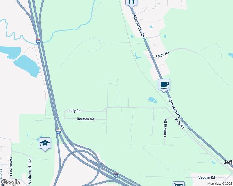 map of restaurants, bars, coffee shops, grocery stores, and more near 8227 Reggie Lane in North Little Rock