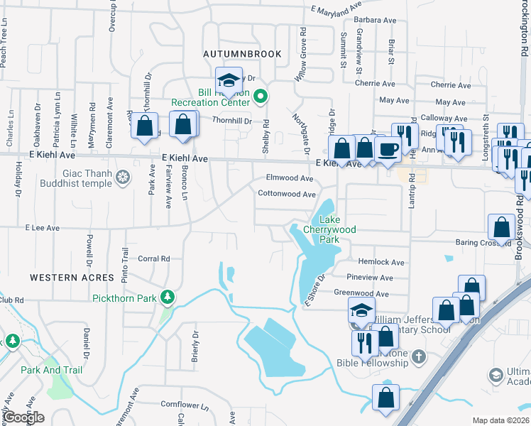 map of restaurants, bars, coffee shops, grocery stores, and more near 104 Bob O Link Ln in Sherwood