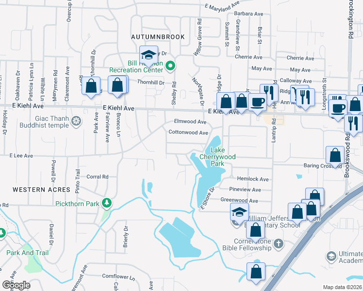 map of restaurants, bars, coffee shops, grocery stores, and more near 104 Bob O Link Lane in Sherwood