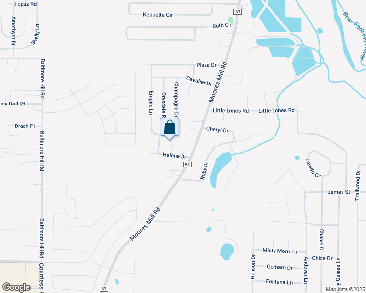 map of restaurants, bars, coffee shops, grocery stores, and more near 117 Helena Drive in Huntsville