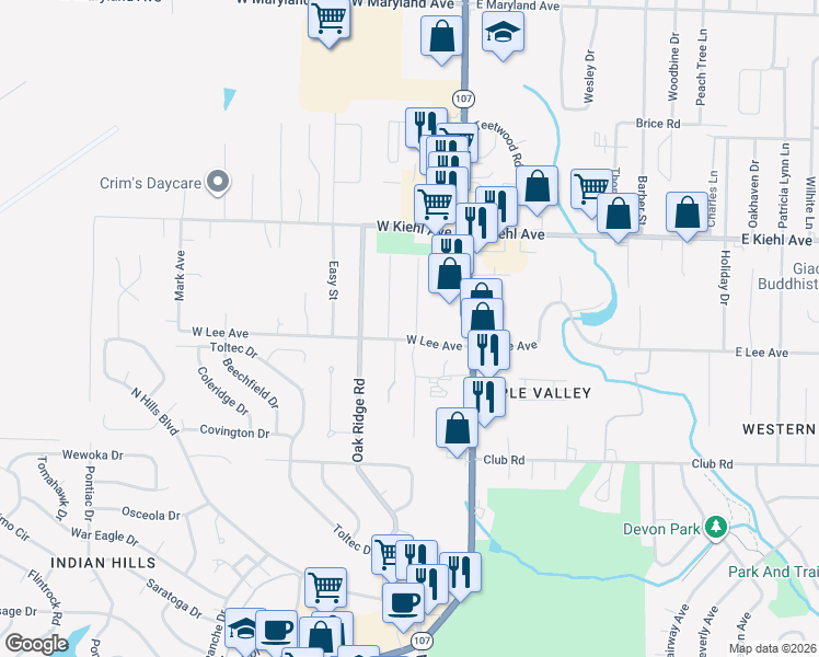 map of restaurants, bars, coffee shops, grocery stores, and more near 3 Helen Drive in North Little Rock