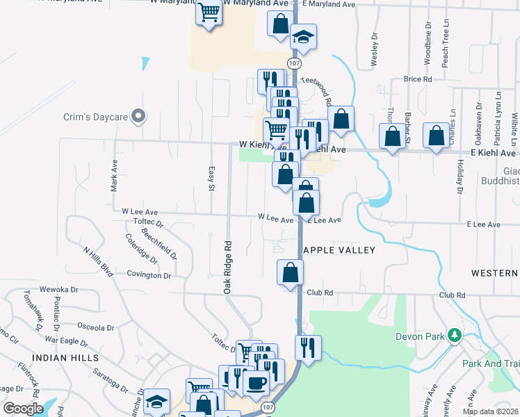 map of restaurants, bars, coffee shops, grocery stores, and more near 3 Helen Drive in North Little Rock
