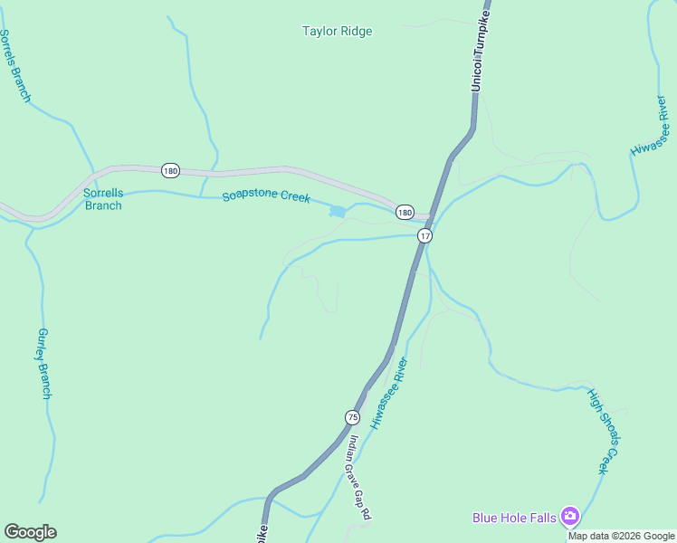 map of restaurants, bars, coffee shops, grocery stores, and more near 7952 Mountain Top Trail in Hiawassee
