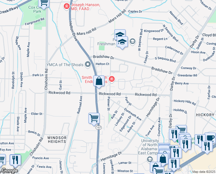 map of restaurants, bars, coffee shops, grocery stores, and more near 1905 Bruin Drive in Florence