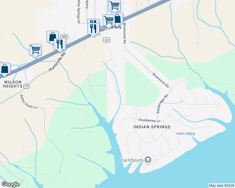 map of restaurants, bars, coffee shops, grocery stores, and more near 110 Indian Springs Drive in Florence