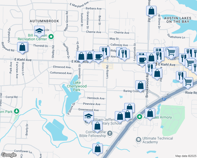 map of restaurants, bars, coffee shops, grocery stores, and more near 6007 Leabrook Lane in Sherwood