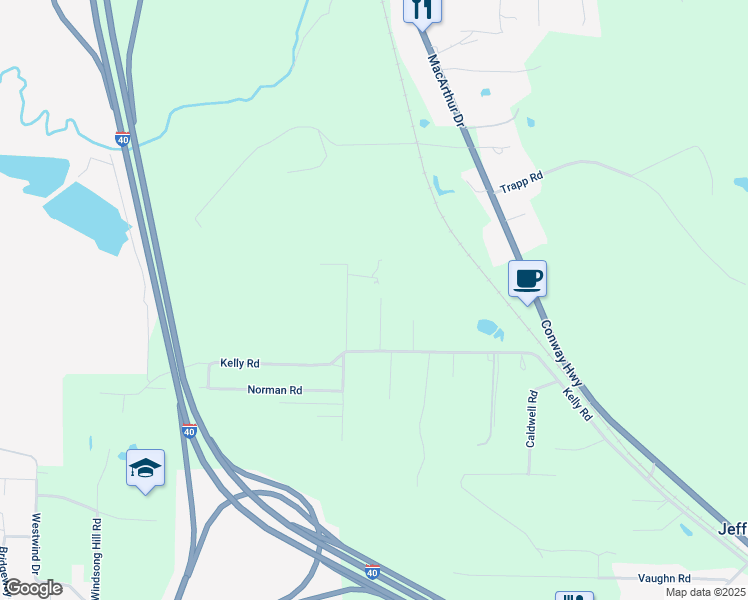 map of restaurants, bars, coffee shops, grocery stores, and more near 8227 Reggie Lane in North Little Rock