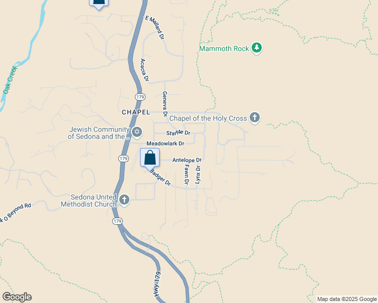 map of restaurants, bars, coffee shops, grocery stores, and more near 28 Fawn Ln in Sedona